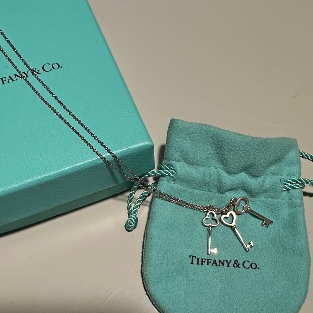Genuine Tiffany & Co. Silver Key Charm Necklace